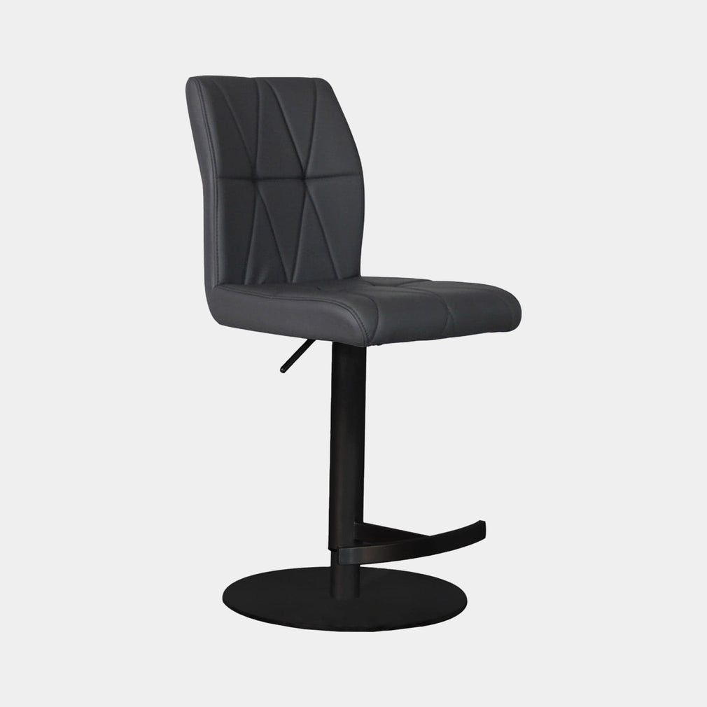 Essen - Dark Grey PU Bar Stool With Black Metal Base