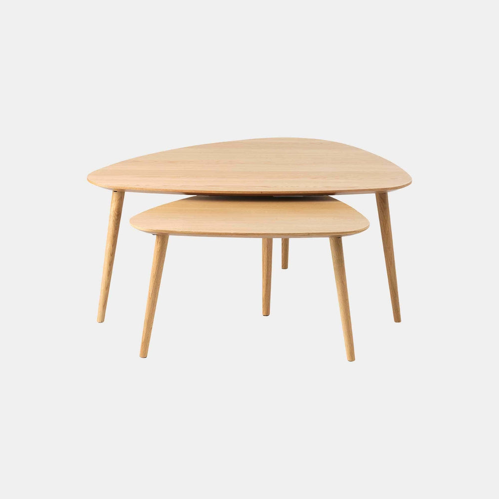 Riley - Triangular Nest Of Tables In Natural Oak Finish