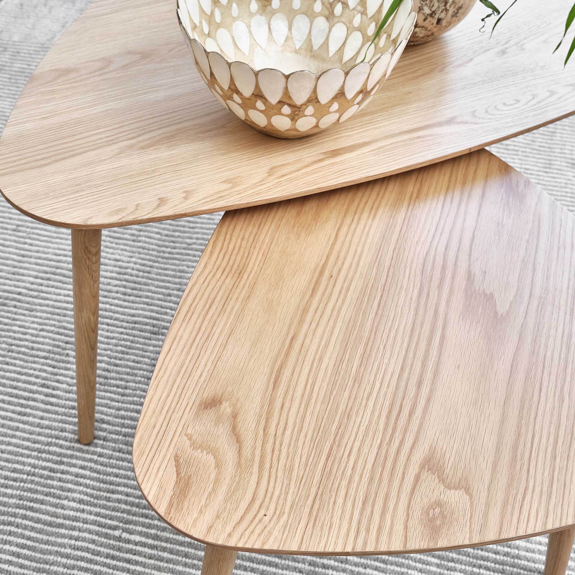 Riley - Triangular Nest Of Tables In Natural Oak Finish