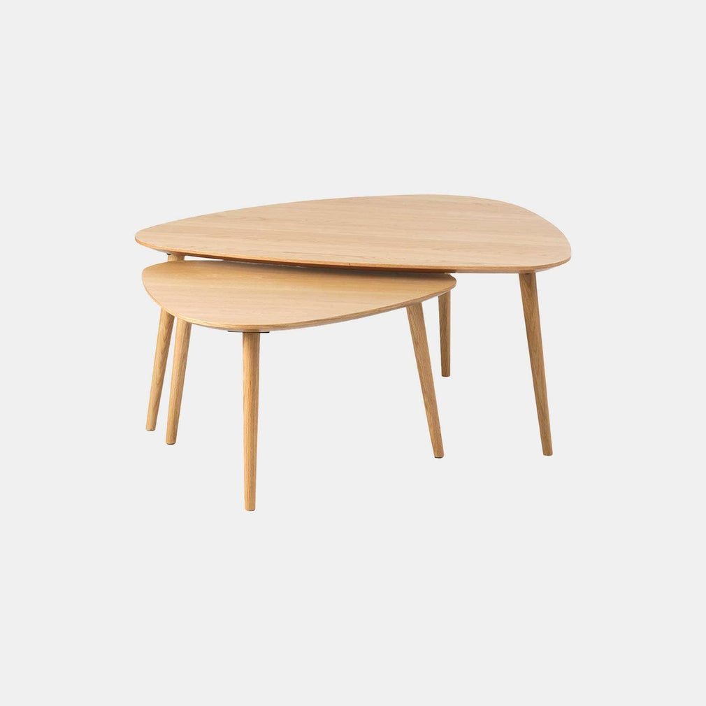 Riley - Triangular Nest Of Tables In Natural Oak Finish