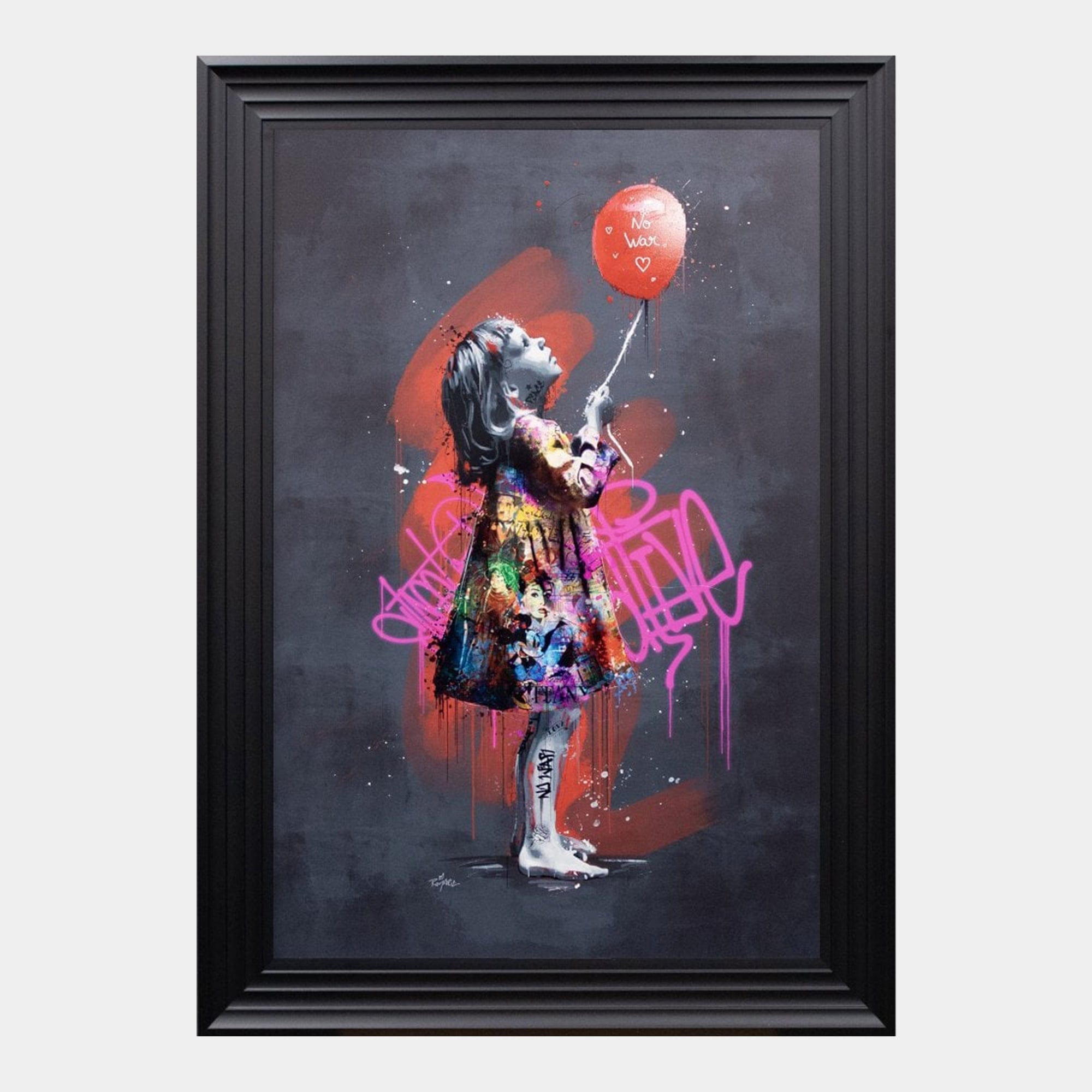 La Petite Fille Et Le Ballon - by Romaric Framed Print