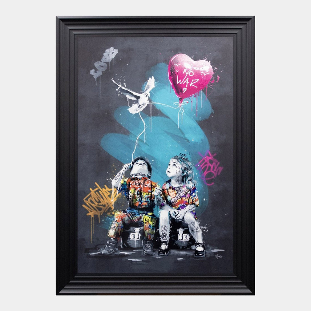 Garcon, Fille & Colombe - by Romaric Framed Wall Print