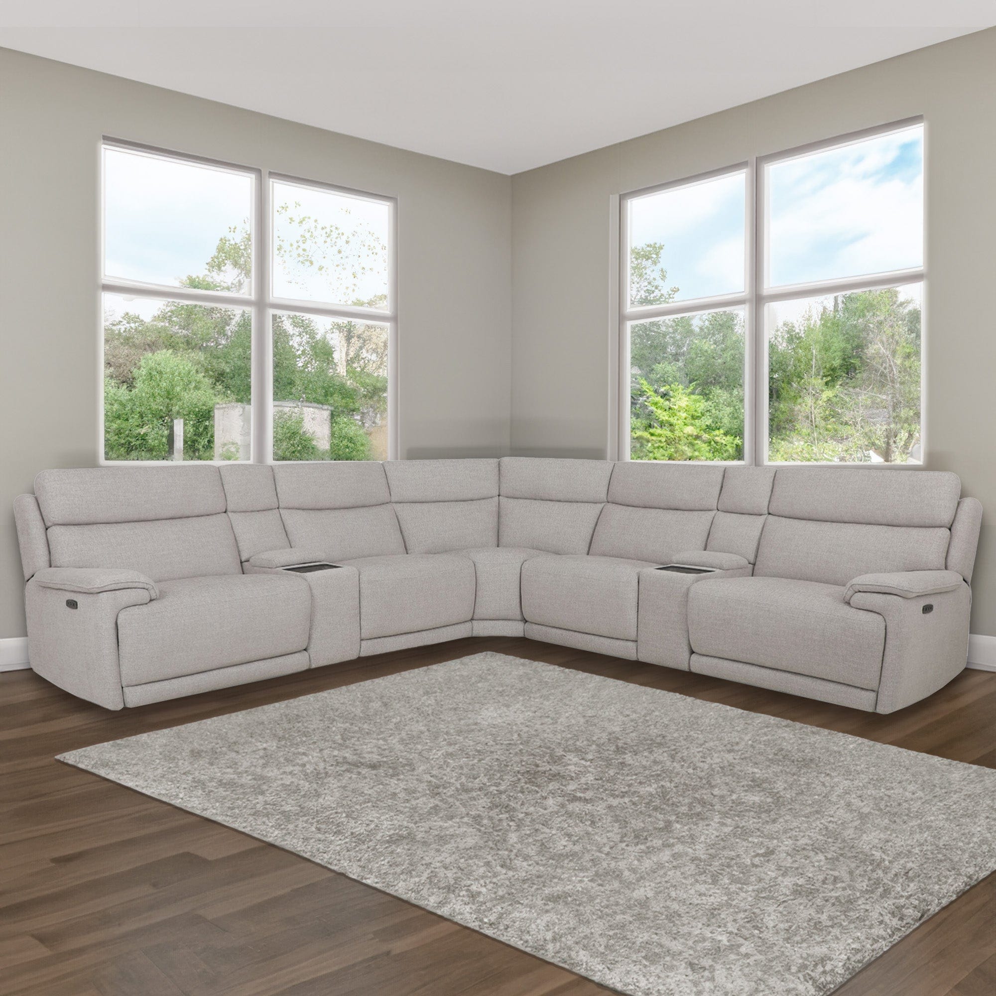 Extra Large Power Recliner Corner Group With 2 Multimedia Consoles In Fabric