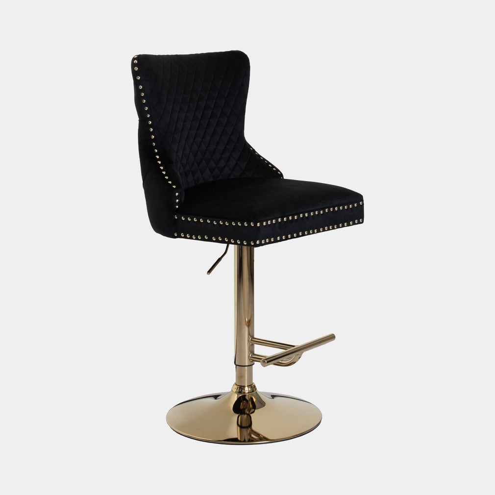 Dubai - Bar Stool With Lion Head In Black Velvet