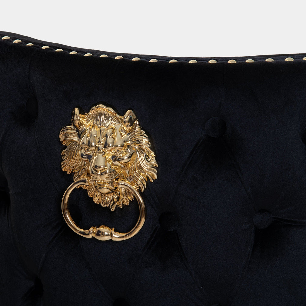 Dubai - Bar Stool With Lion Head In Black Velvet