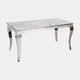 Izmir - 160cm Dining Table With Grey Marble Top & 4 Cream Lion Head Chairs