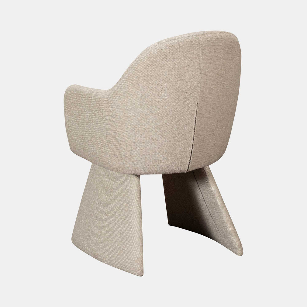 Swivel Dining Armchair In Cream Fabric