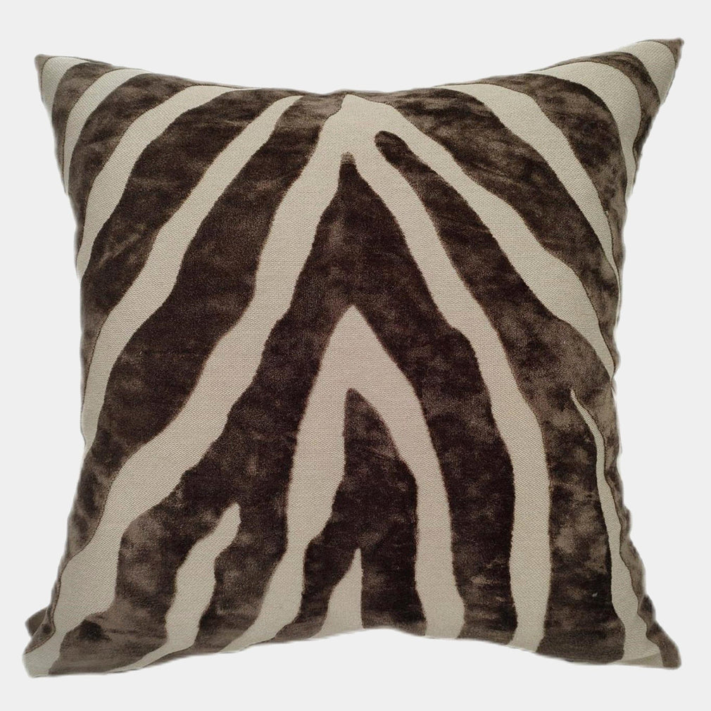 Zebra - Chocolate Velvet Cushion 43x43cm