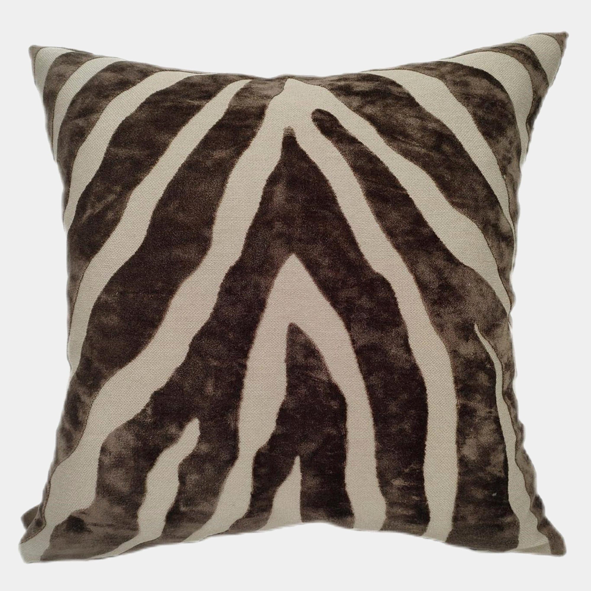 Zebra - Chocolate Velvet Cushion 43x43cm