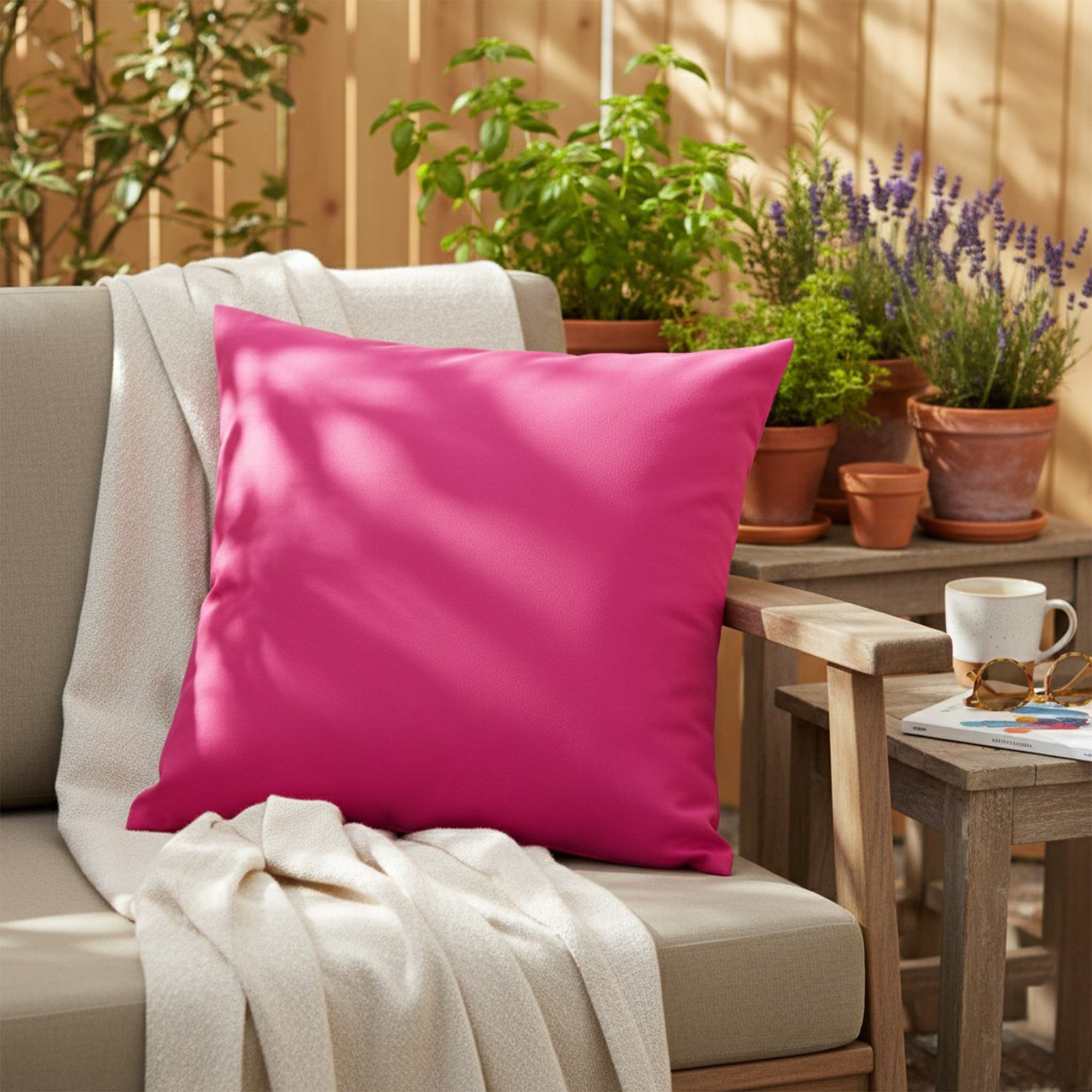 Plain - Pink Outdoor Cushion 43x43cm
