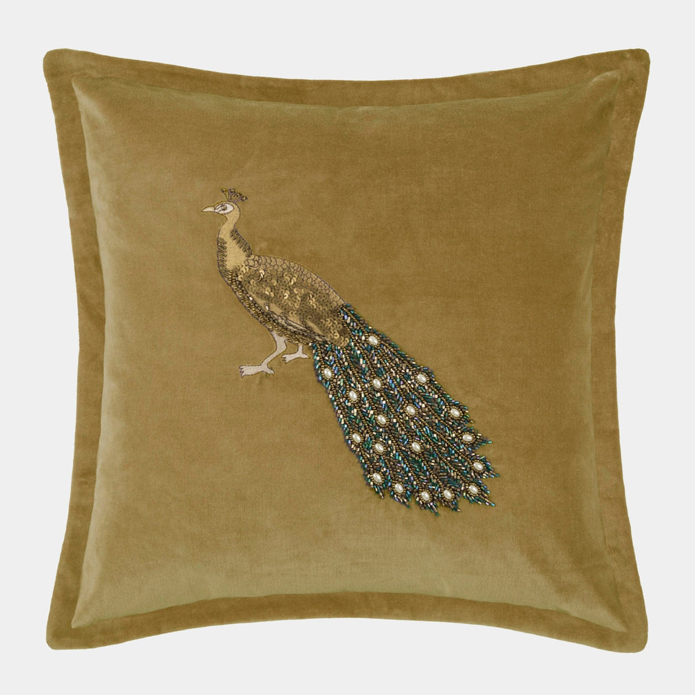 Emperor - Mustard Embroidered Cushion 55x55cm