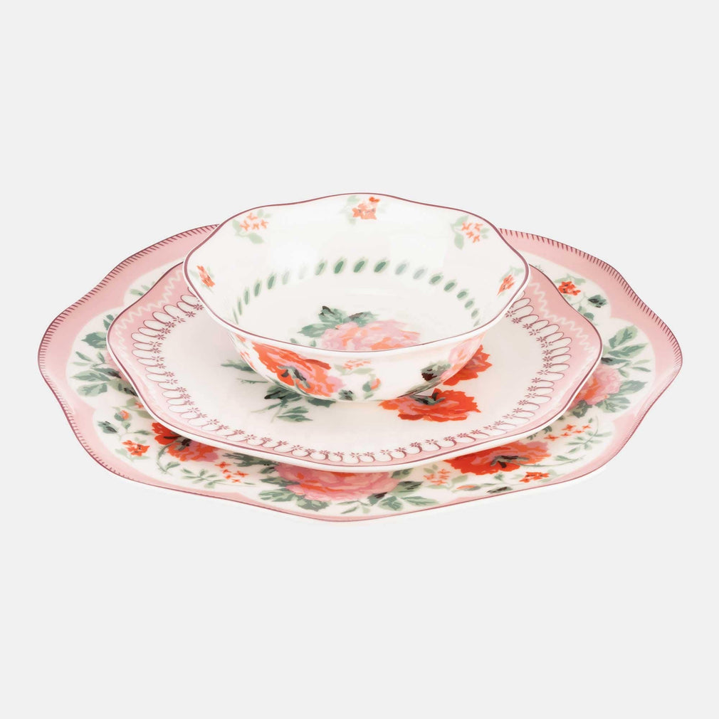 Cath Kidston - Archive Rose 12 Piece Dinner Set