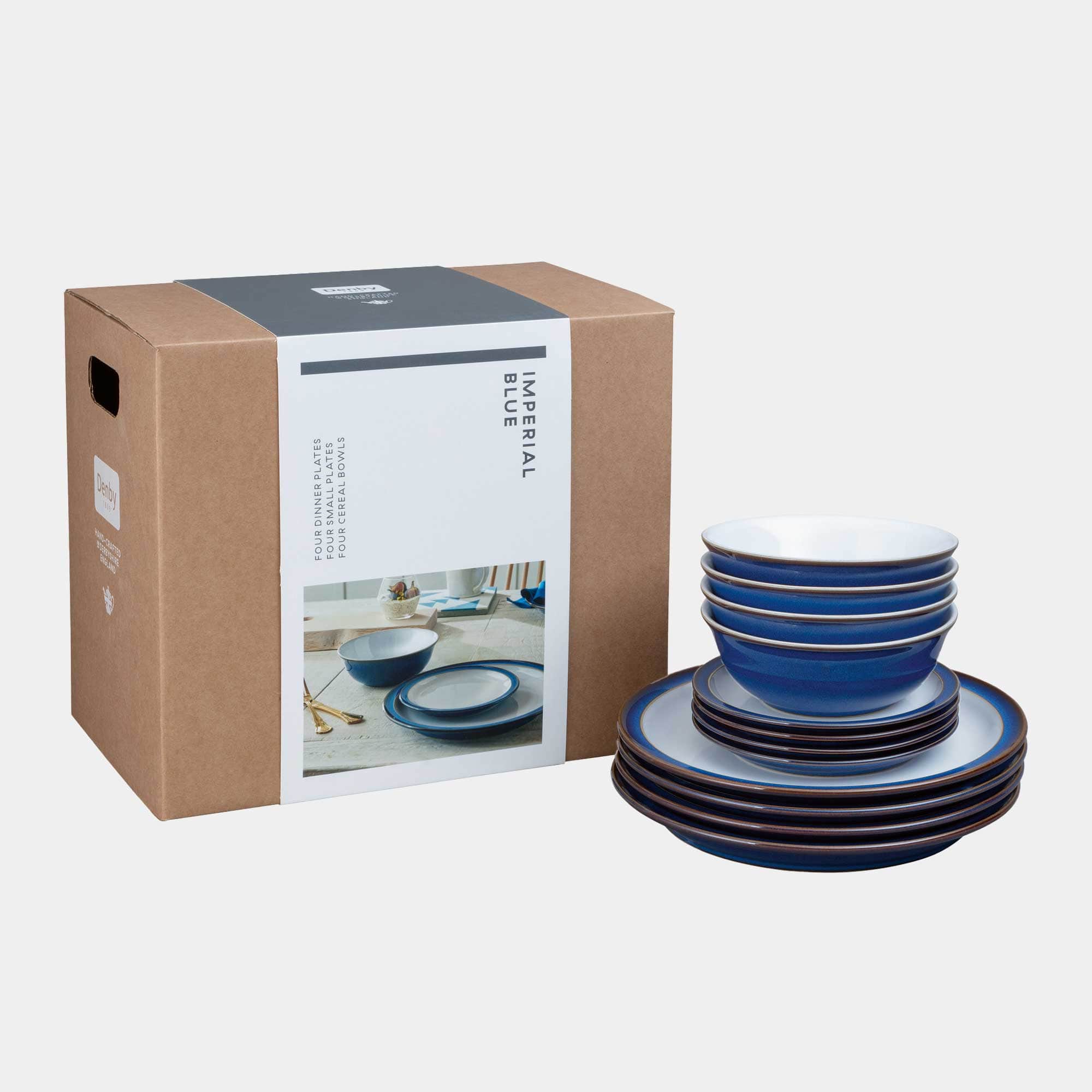 Denby - 12 Piece Imperial Blue Dinner Set