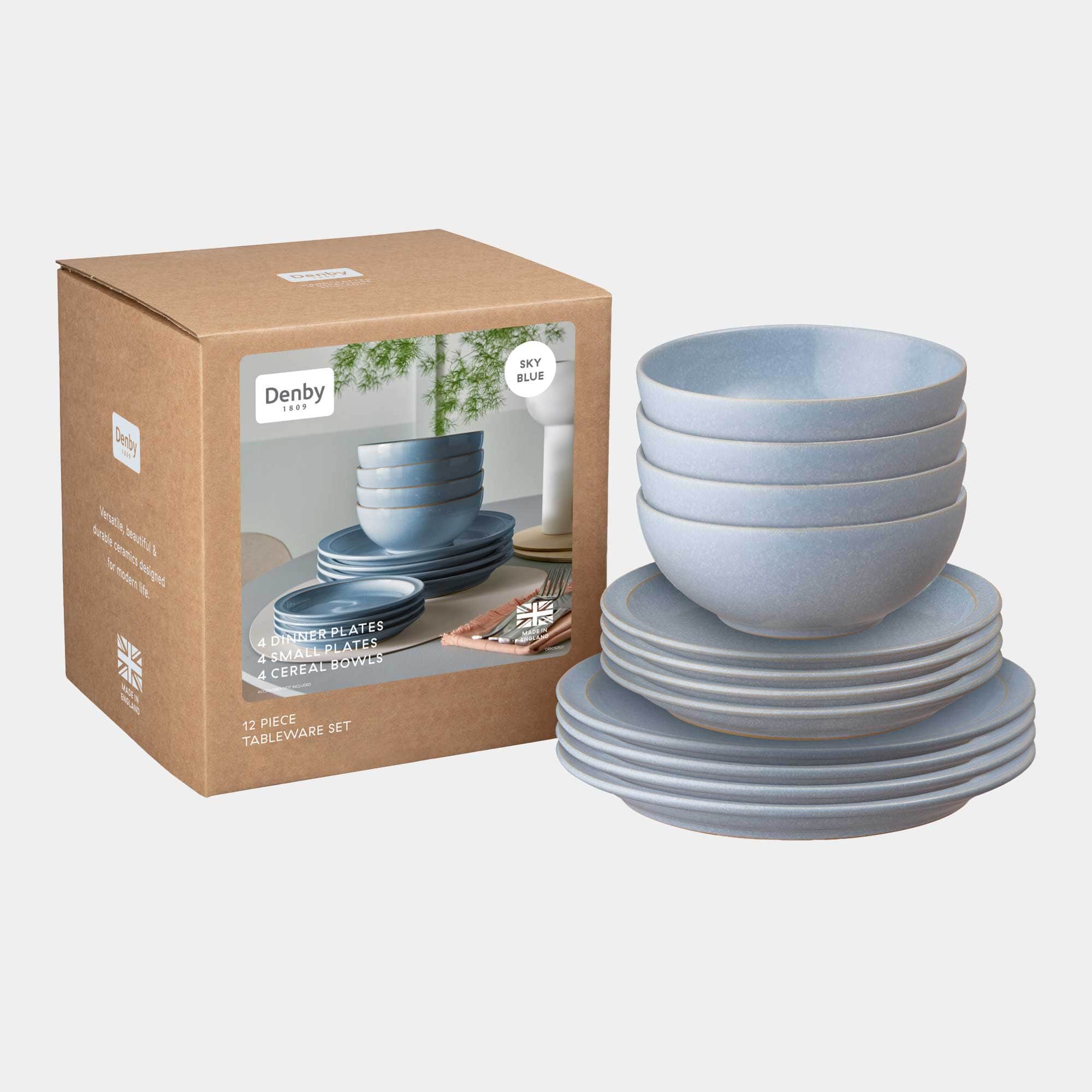 Denby - 12 Piece Sky Blue Dinner Set