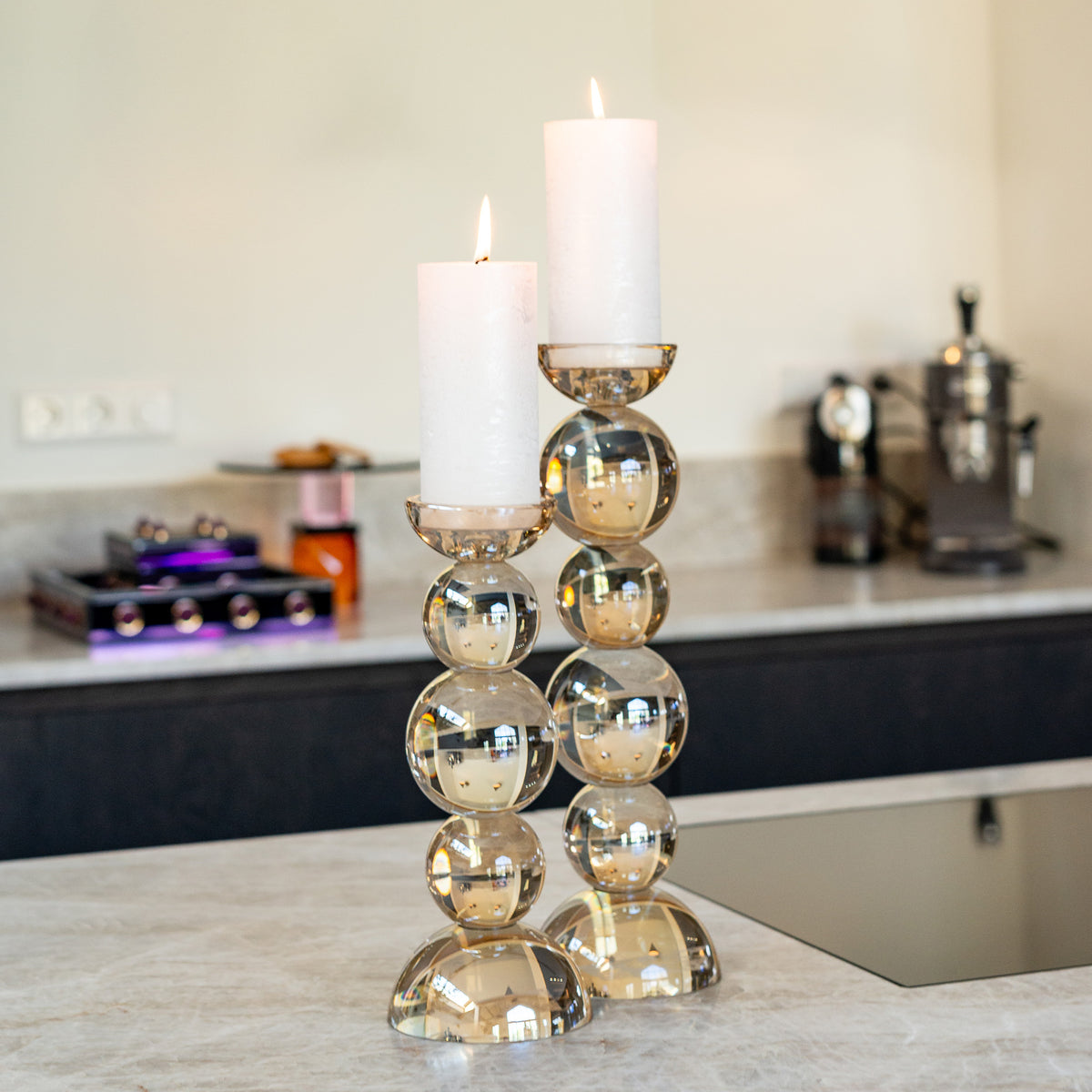 Emie Large - Crystal Candleholder, Neutral
