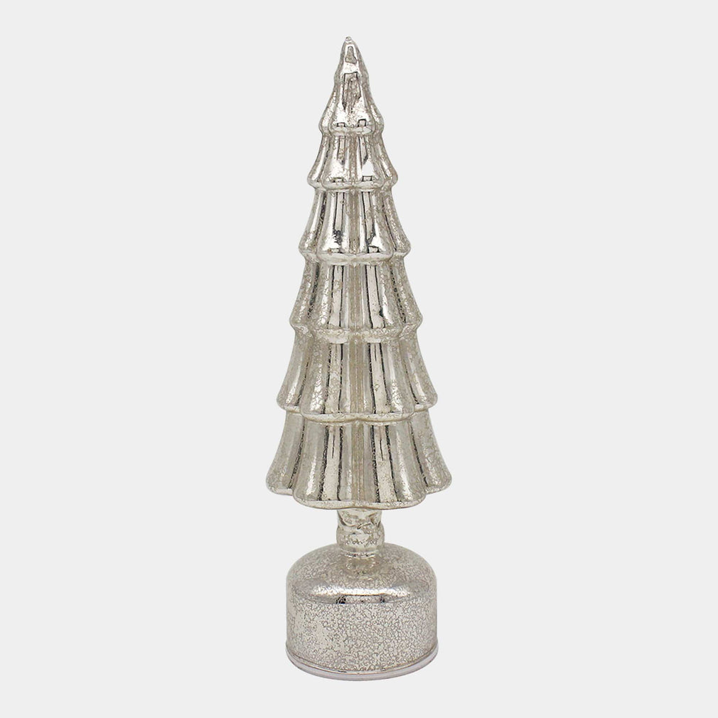 Starlight Spinning Glass Tree Silver Small