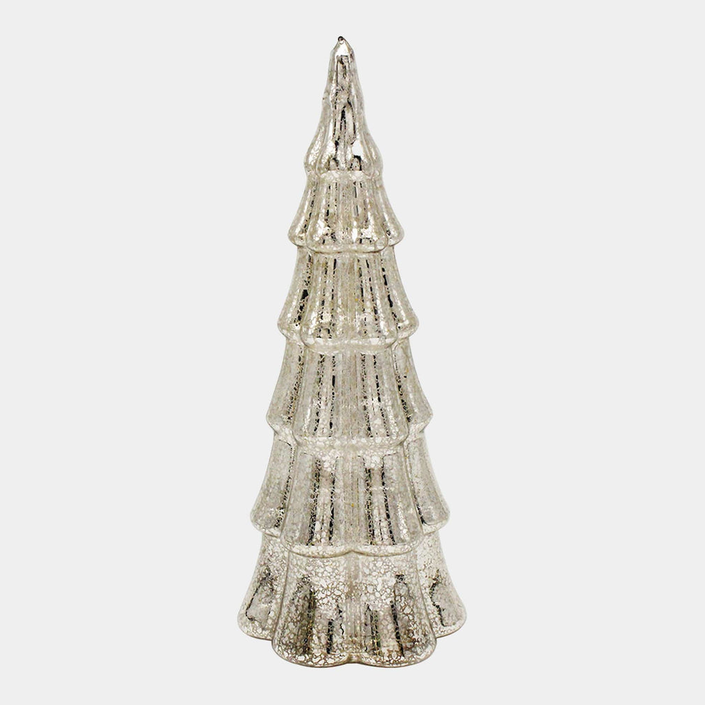 Starlight Spinning Glass Tree Silver Large