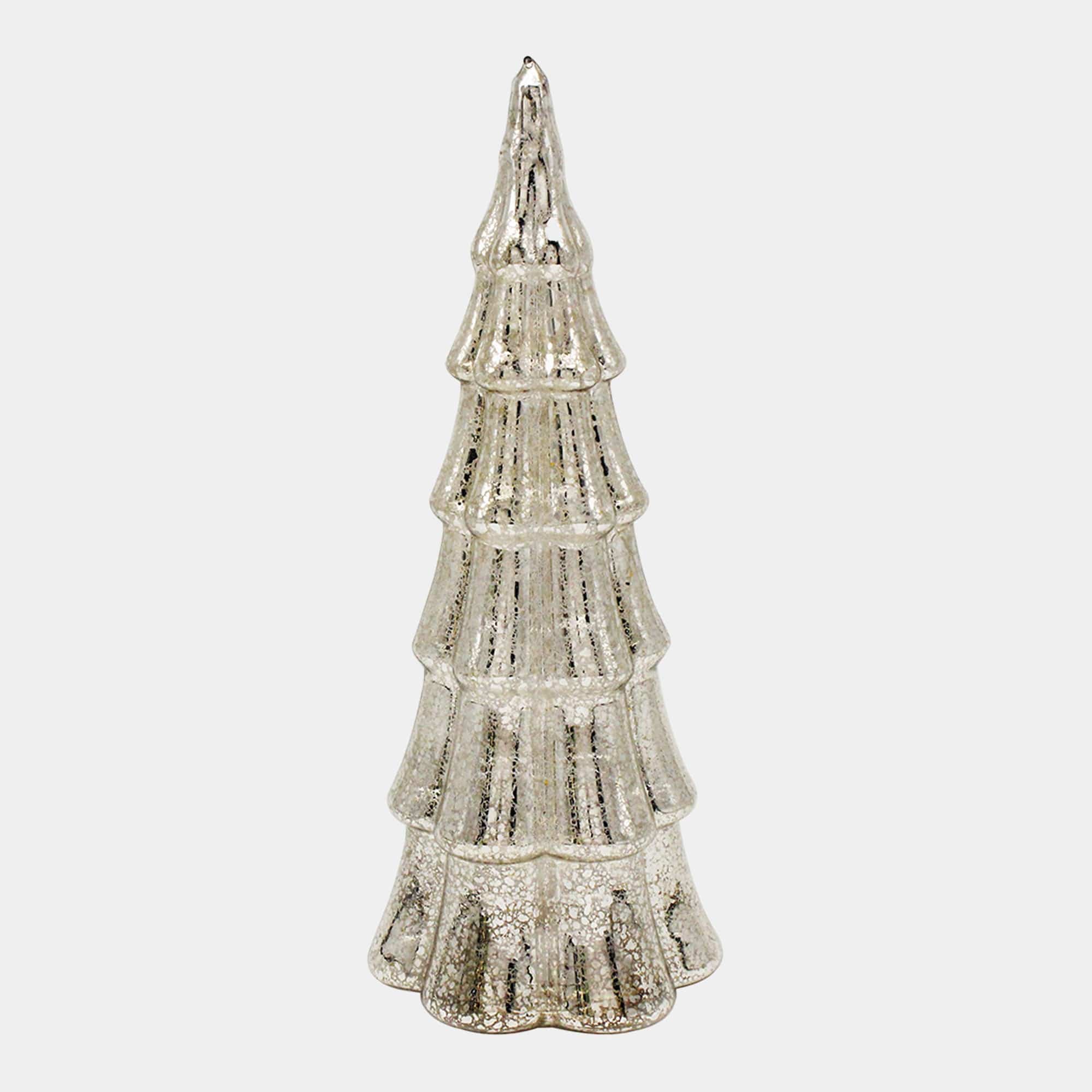 Starlight Spinning Glass Tree Silver Large