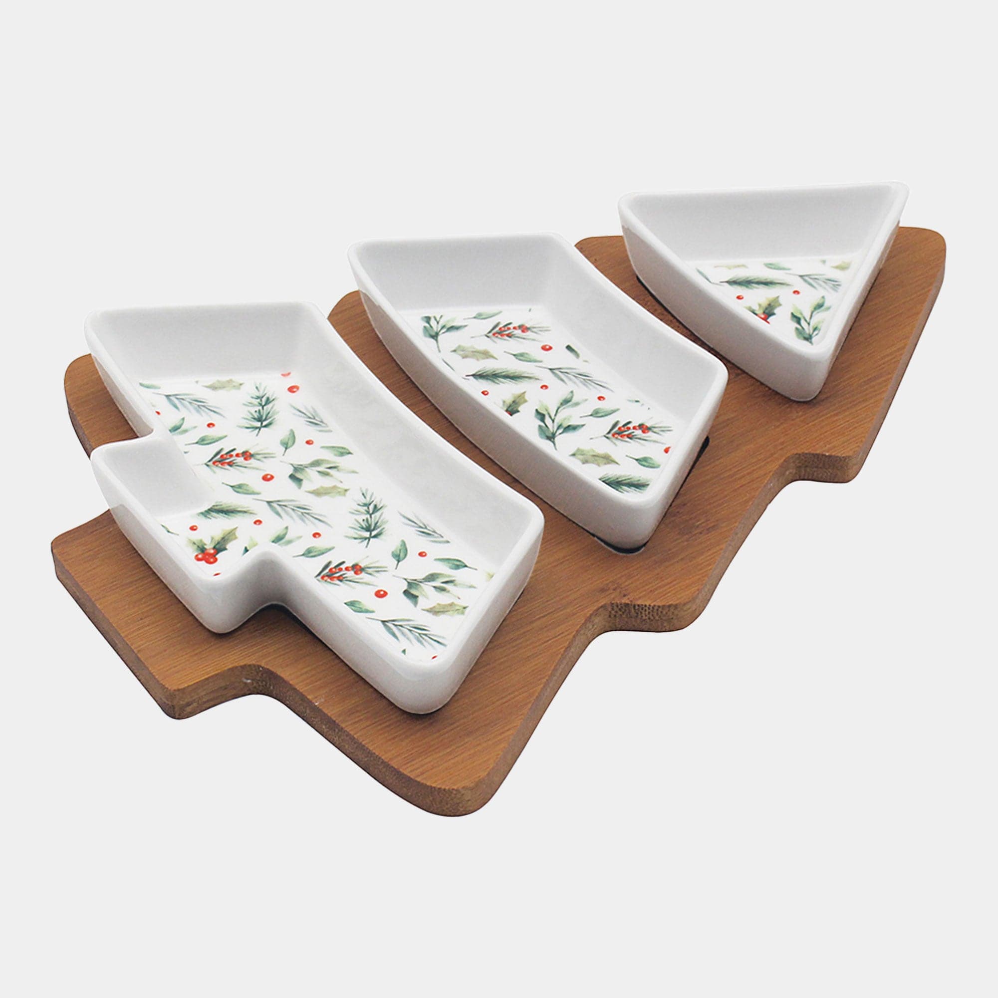 Holly Bamboo Dish Tree Tray Set of 3