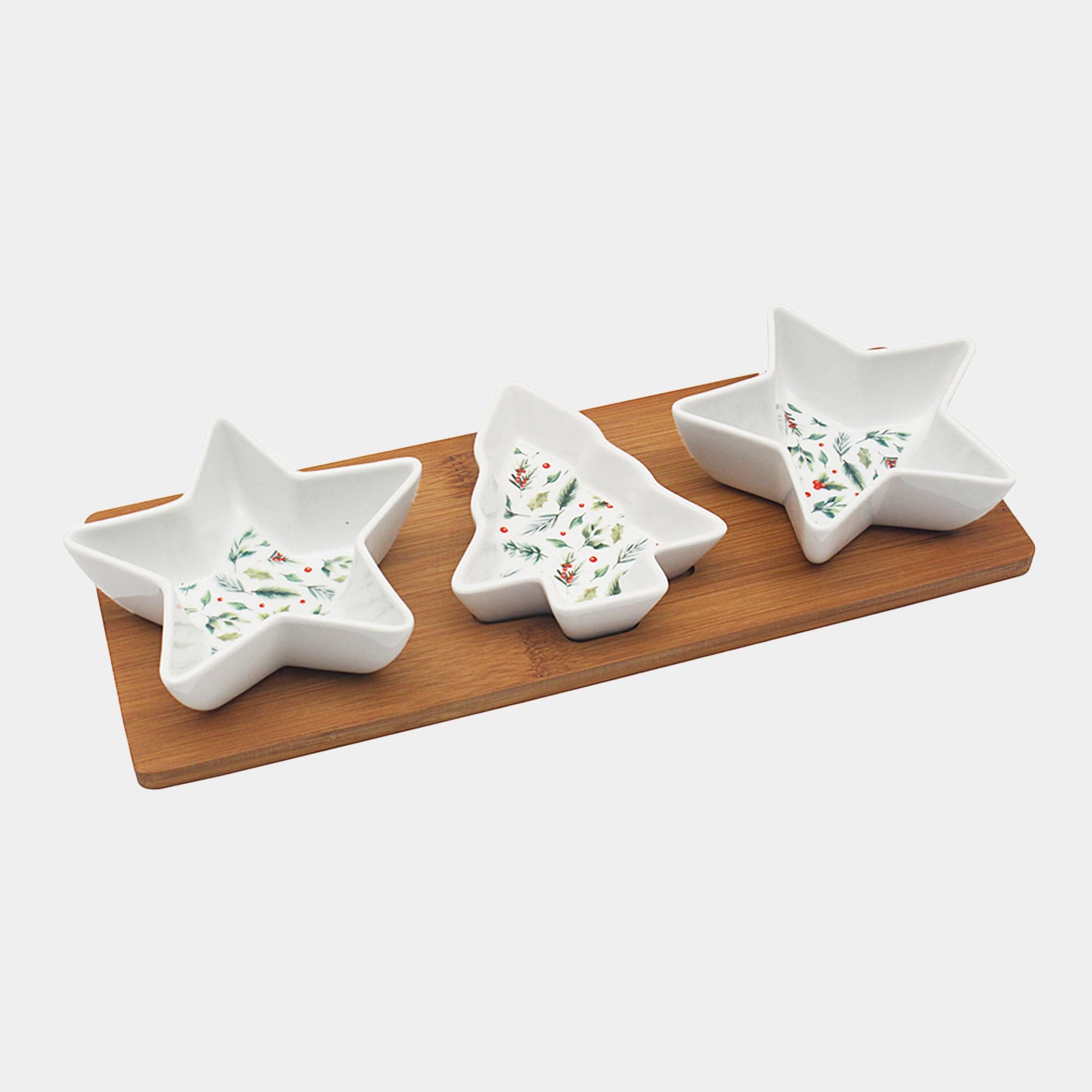 Holly Bamboo Dish Tray Set of 3