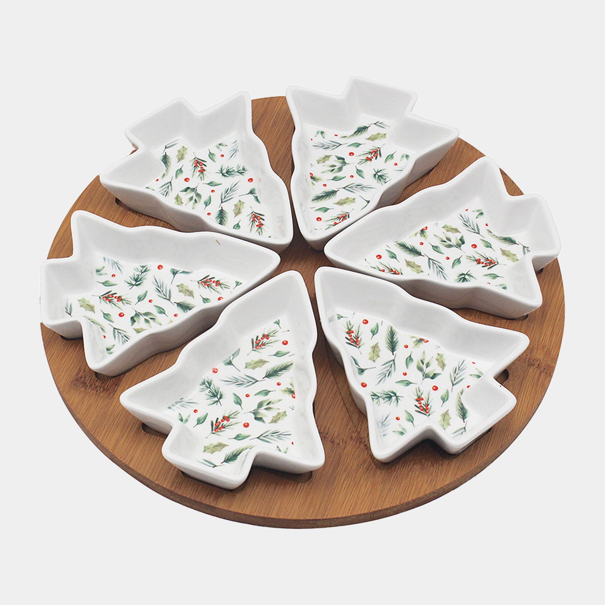 Holly Bamboo Dishes Round Tray