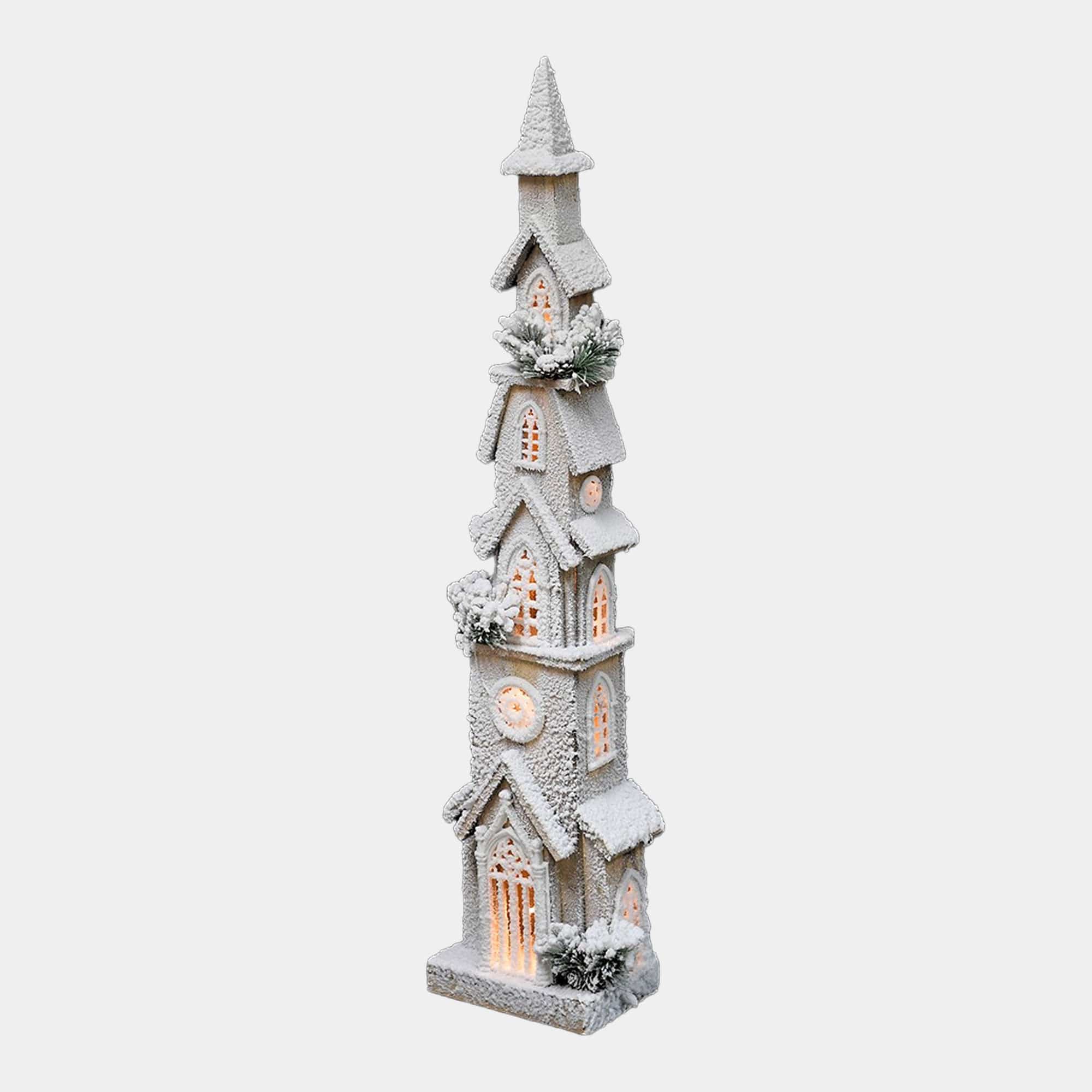Festive Decoration - Snowy Holly Church
