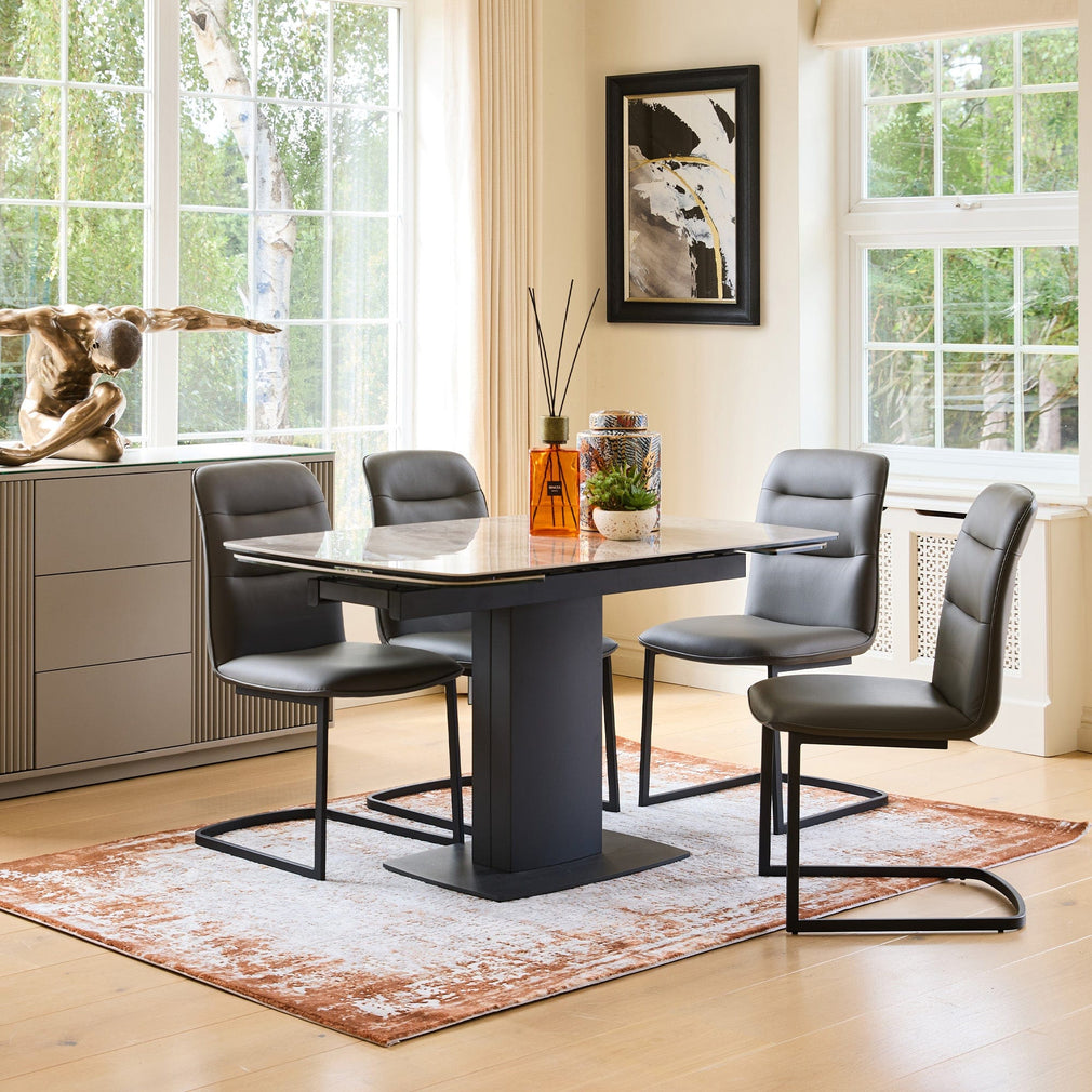 130cm Extending Dining Table With Grey Ceramic Top