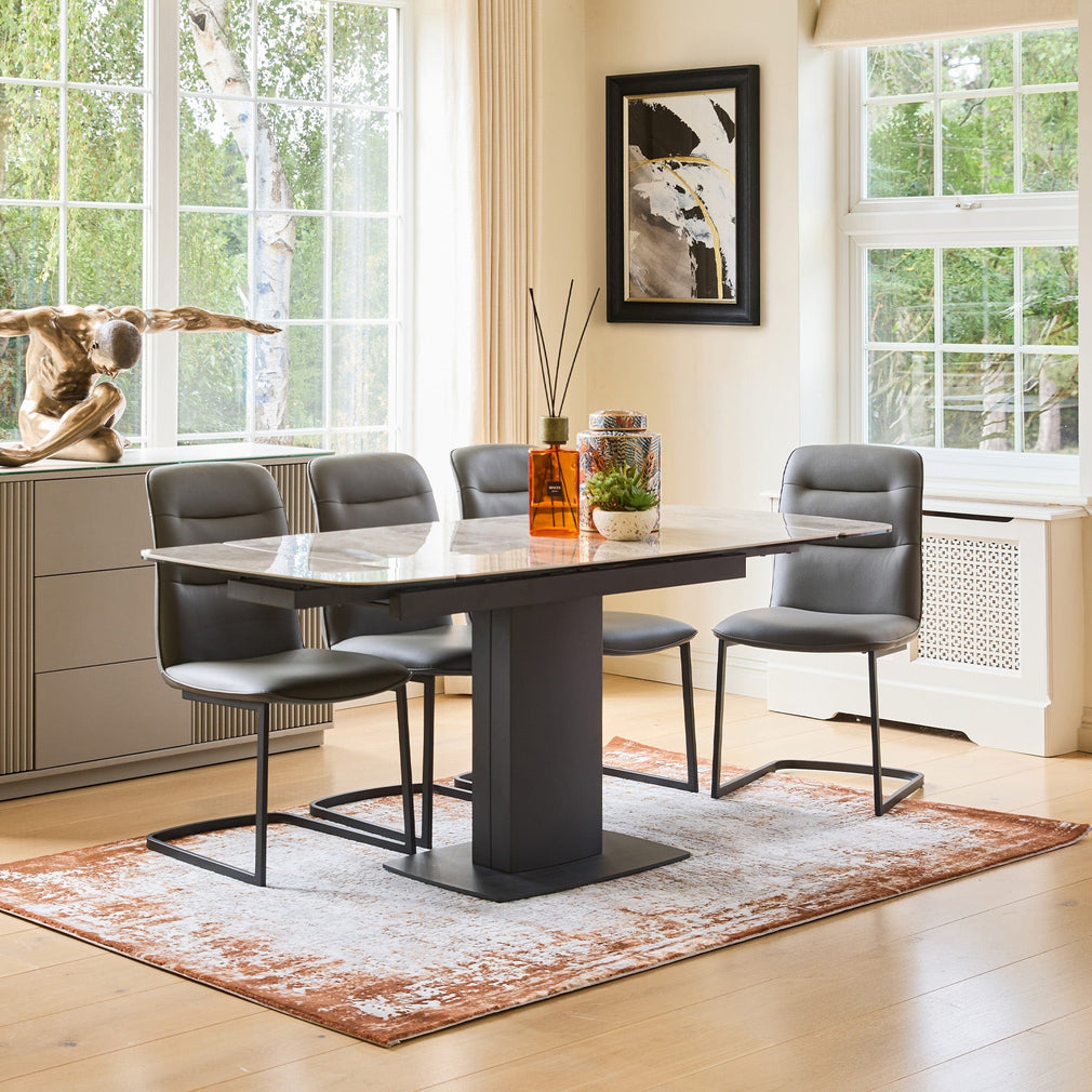 130cm Extending Dining Table With Grey Ceramic Top