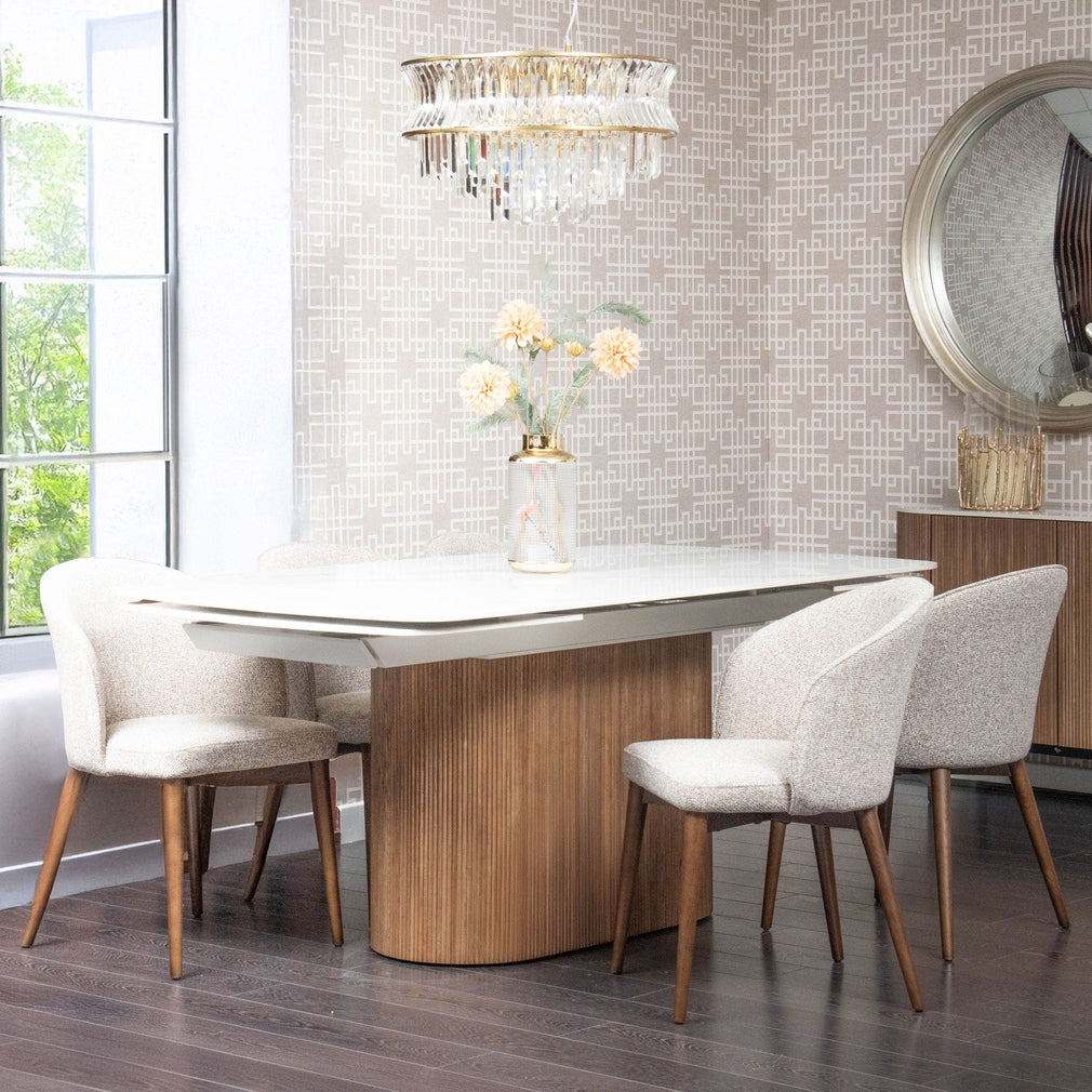 180cm Extending Dining Table With White Ceramic Top