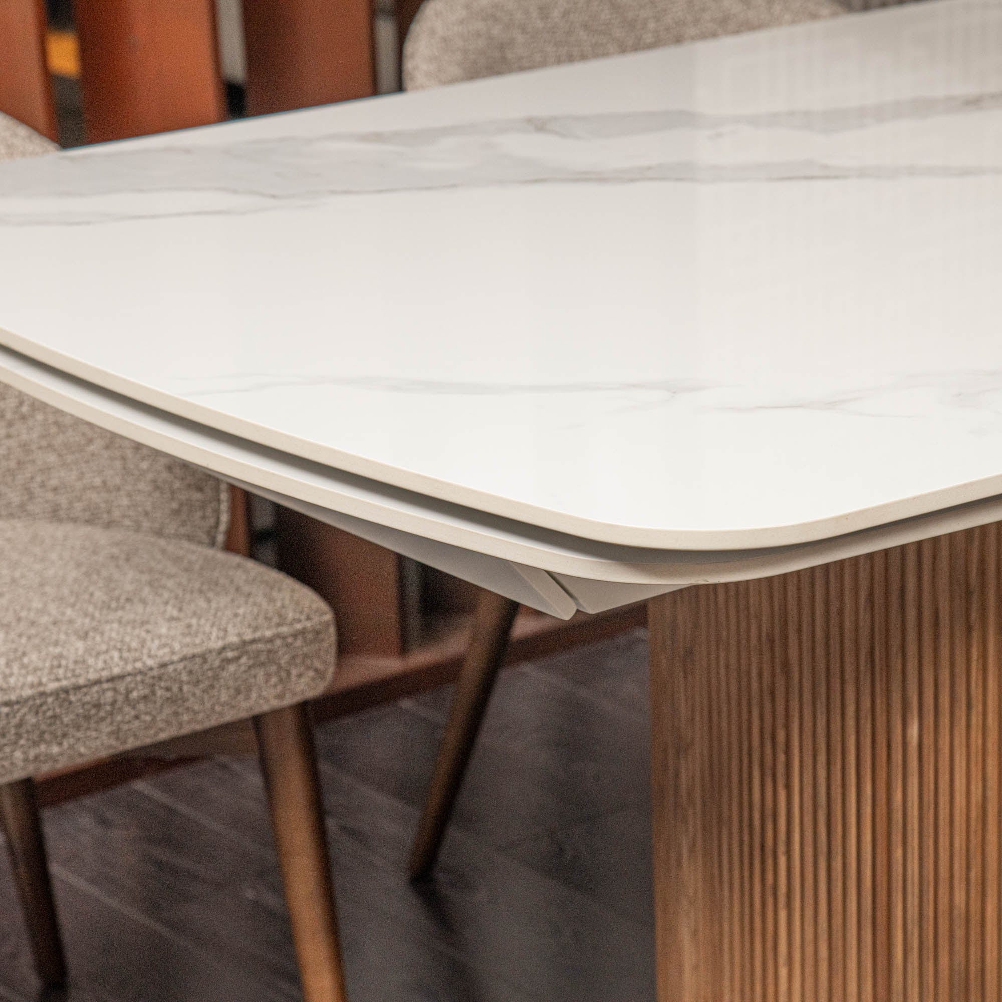 180cm Extending Dining Table With White Ceramic Top