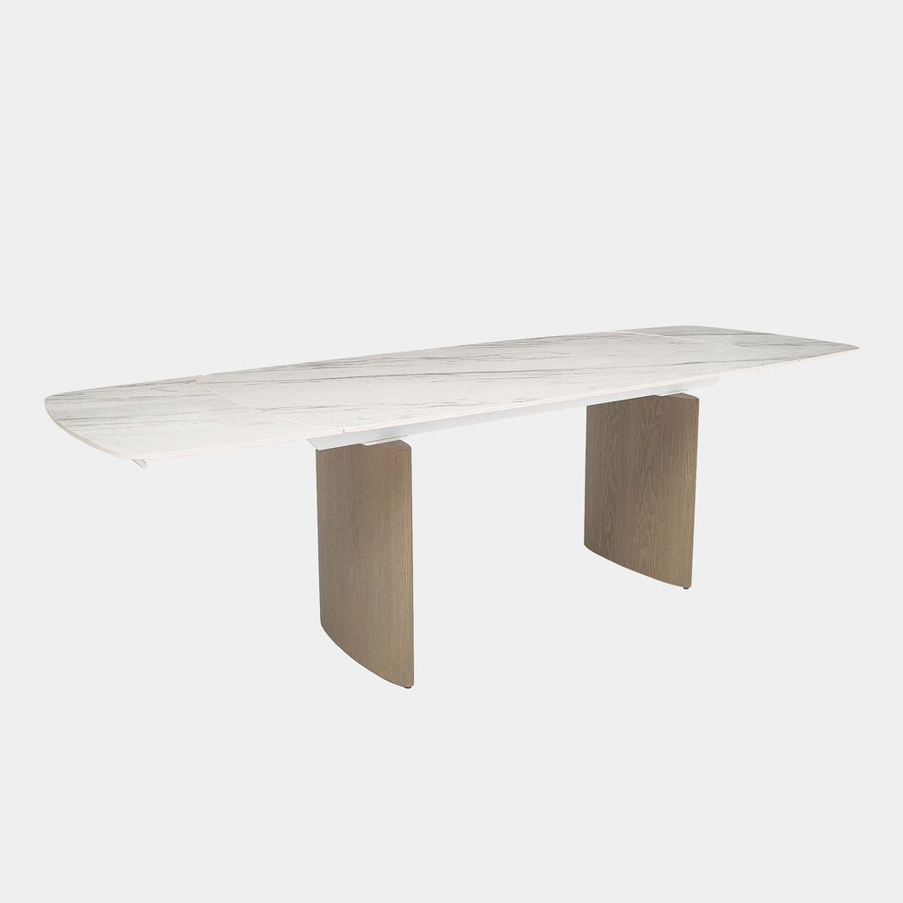 180cm Extending Dining Table With White Marble Effect Ceramic Top