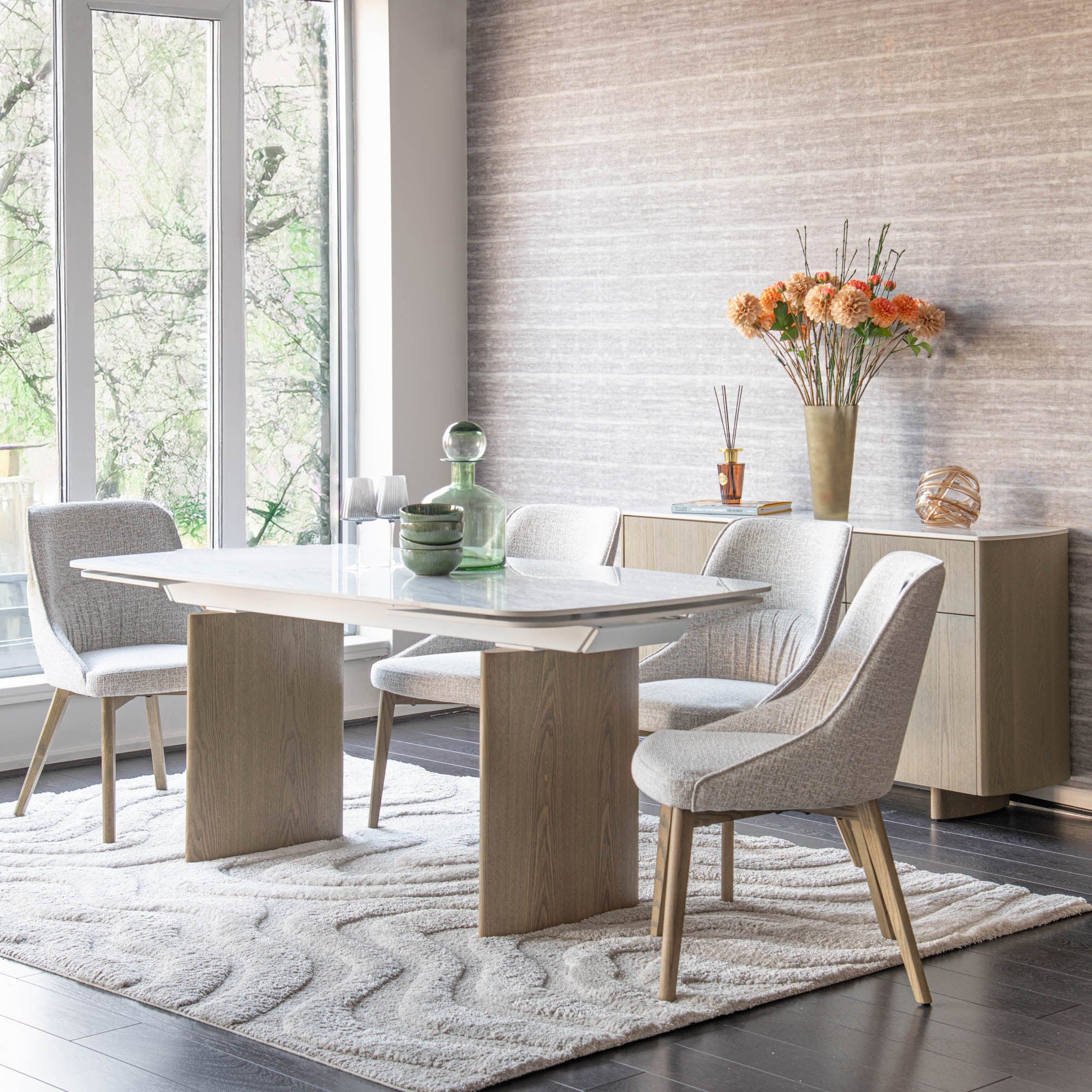 Dining Chair In Light Grey Fabric