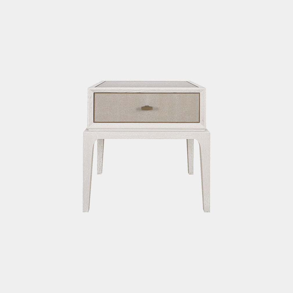 1 Drawer Night Stand In Ivory & Grey Shagreen