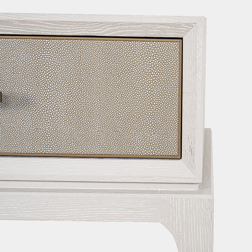 1 Drawer Night Stand In Ivory & Grey Shagreen