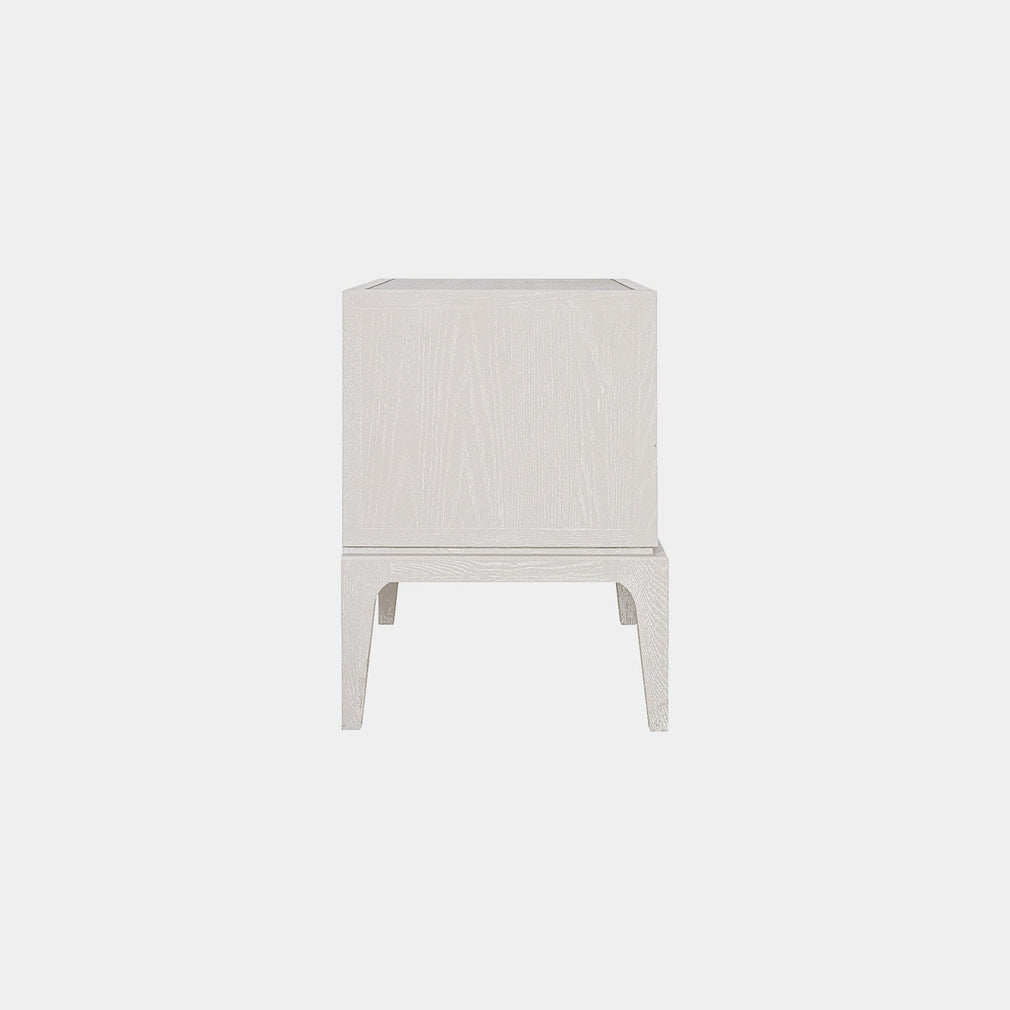 2 Drawer Night Stand In Ivory & Grey Shagreen
