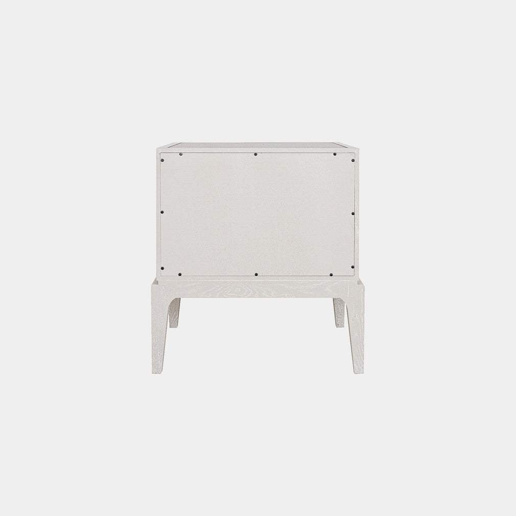 2 Drawer Night Stand In Ivory & Grey Shagreen