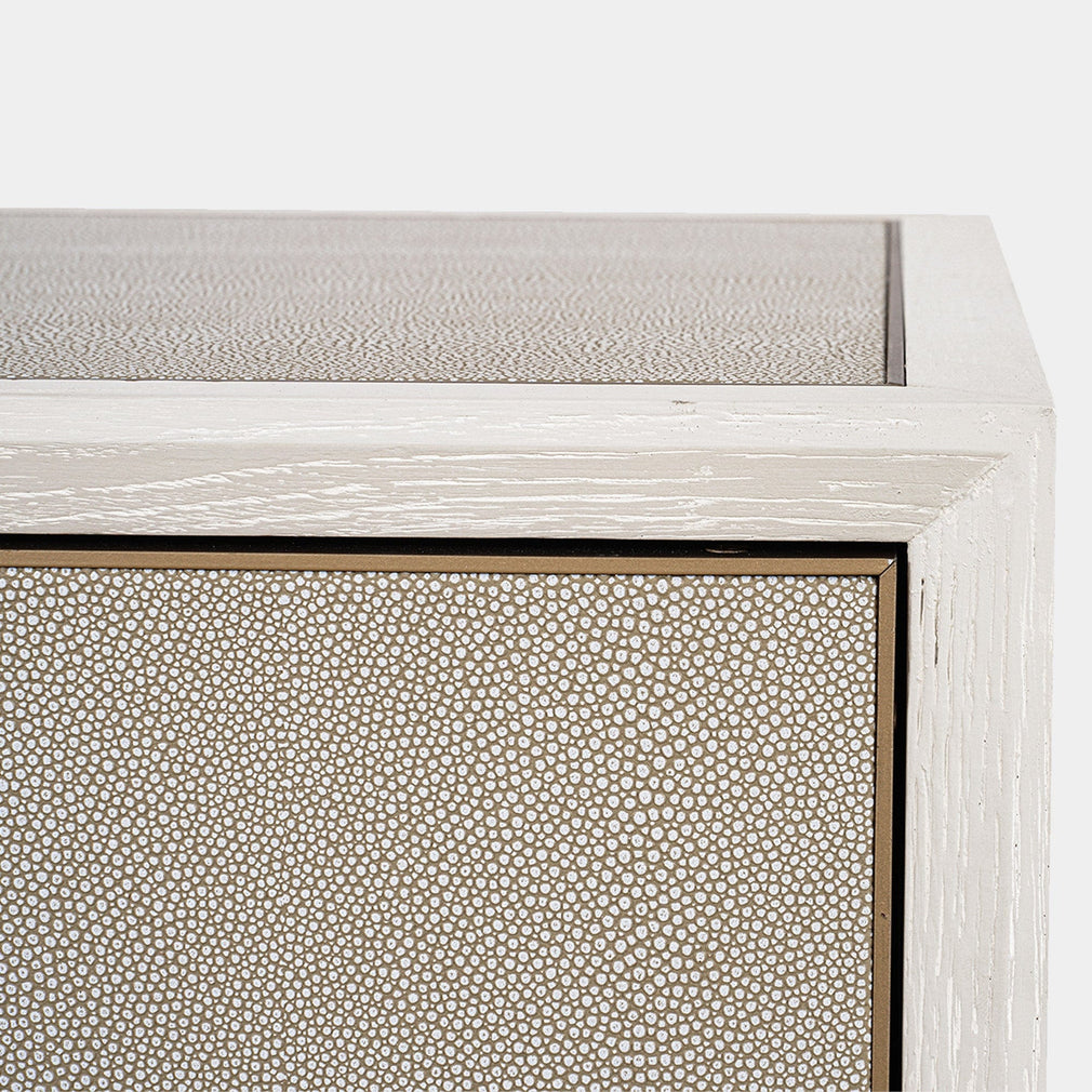 2 Drawer Night Stand In Ivory & Grey Shagreen