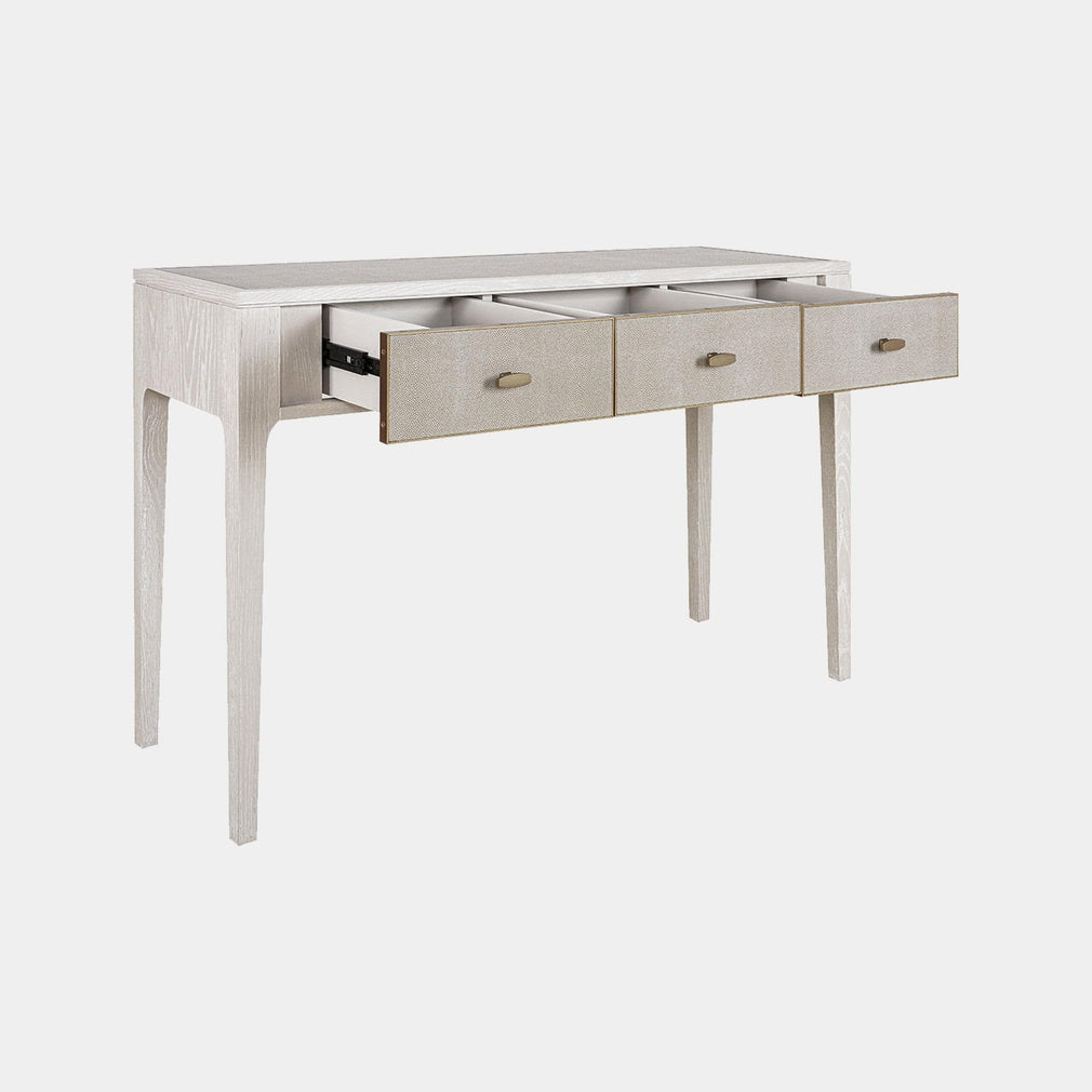 3 Drawer Desk In Ivory & Gre