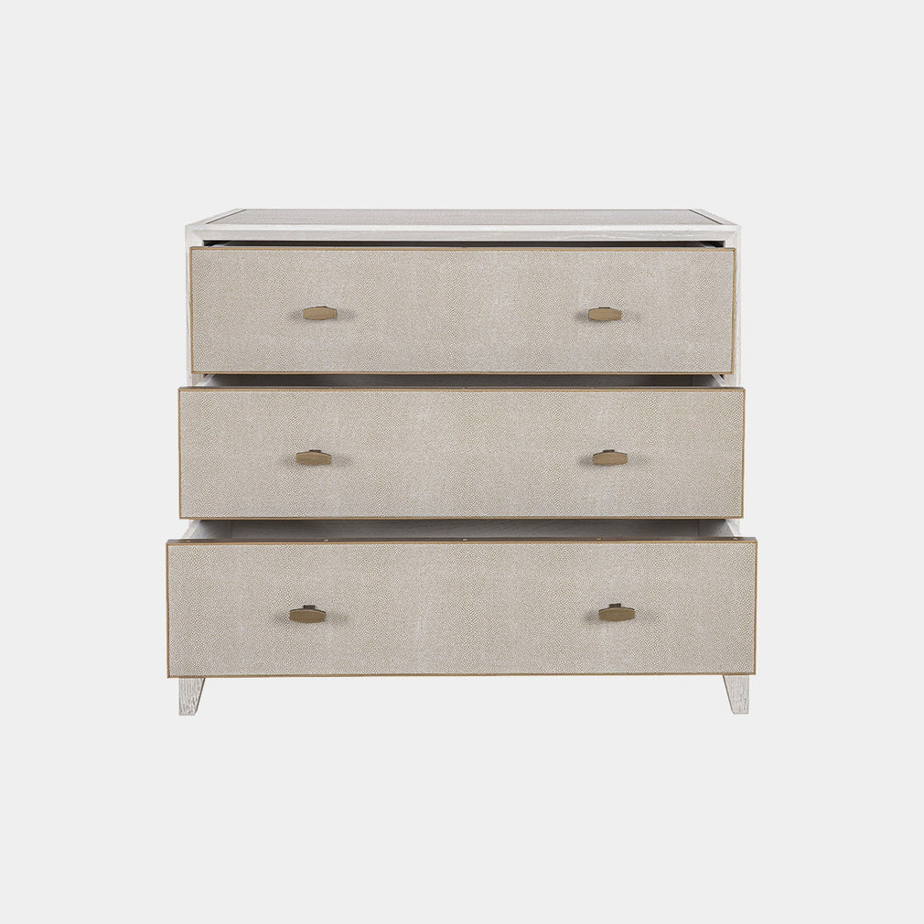 3 Drawer Chest In Ivory & Grey Shagreen