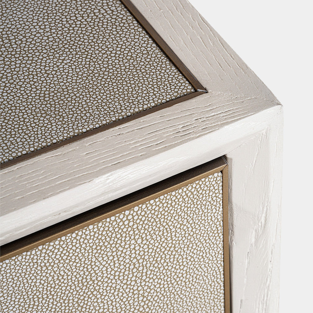 3 Drawer Chest In Ivory & Grey Shagreen