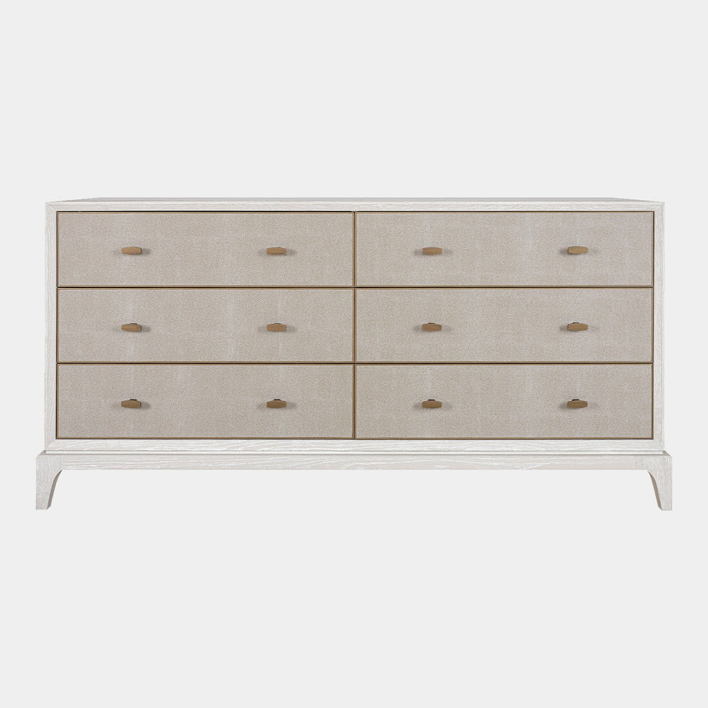 6 Drawer Chest In Ivory & Grey Shagreen