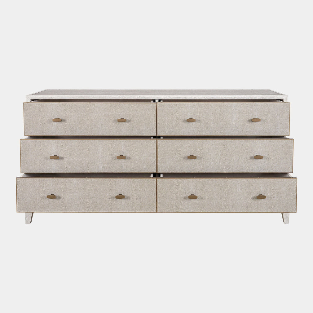 6 Drawer Chest In Ivory & Grey Shagreen