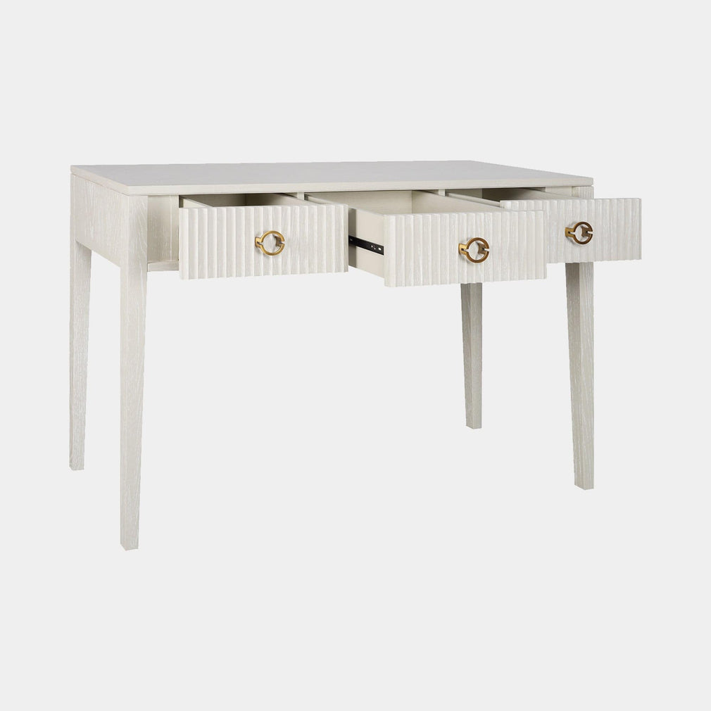 Aria - 3 Drawer Desk In Ivory
