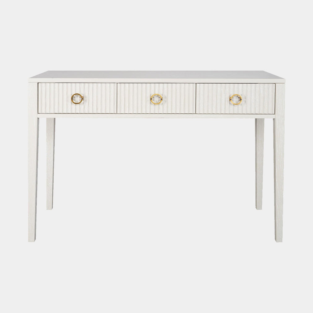 Aria - 3 Drawer Desk In Ivory