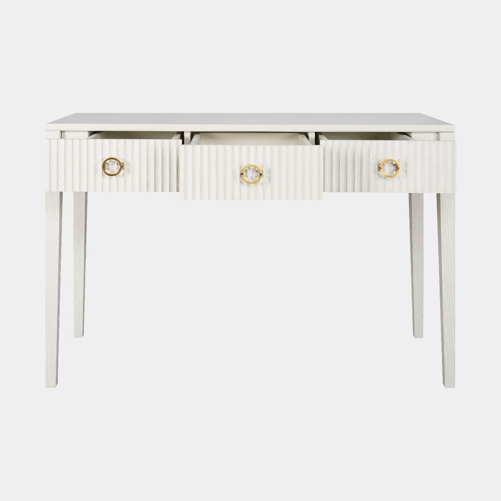 Aria - 3 Drawer Desk In Ivory