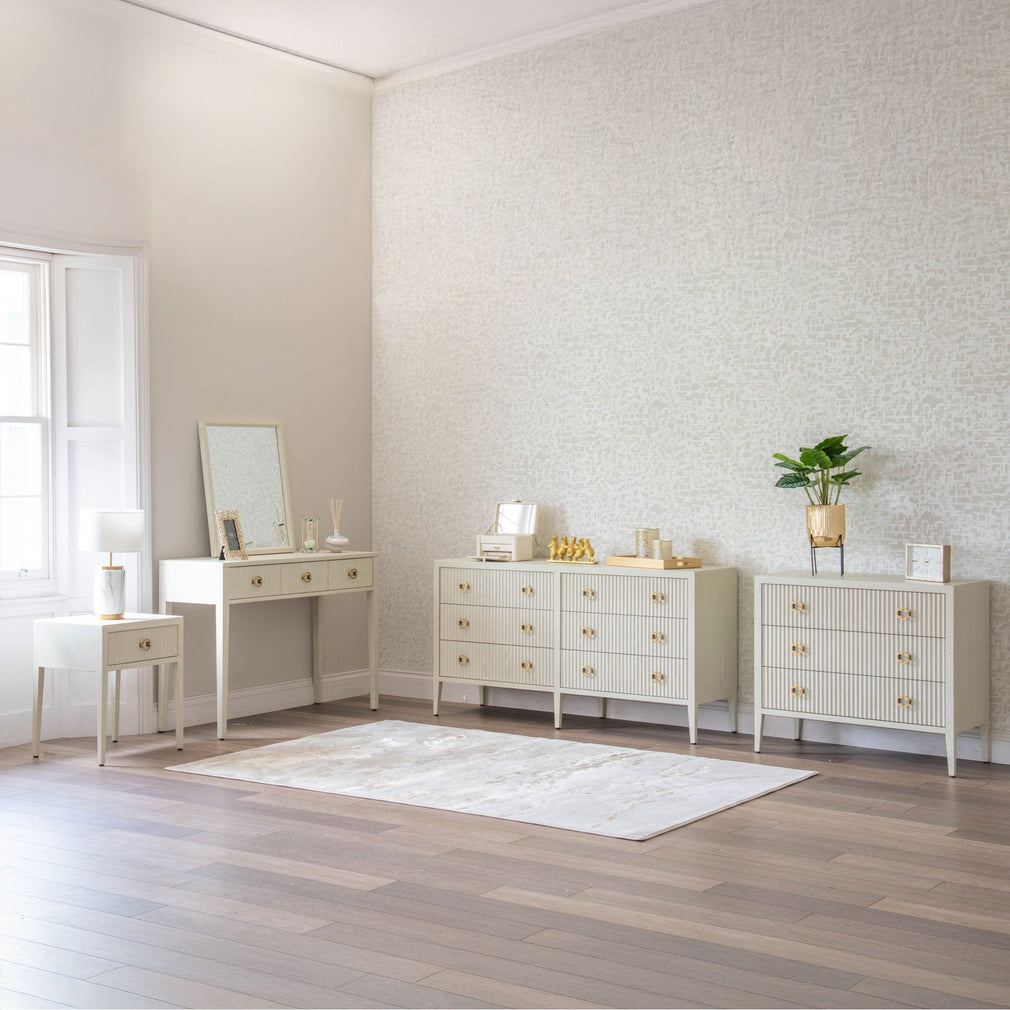 3 Drawer Desk In Ivory