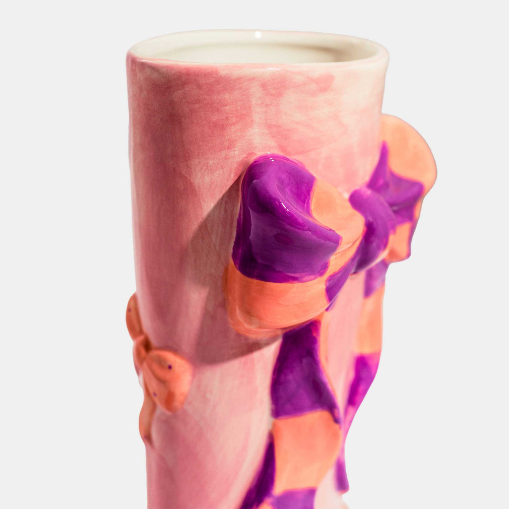 Lacey - Ribbon Bow Heeled Boot Vase