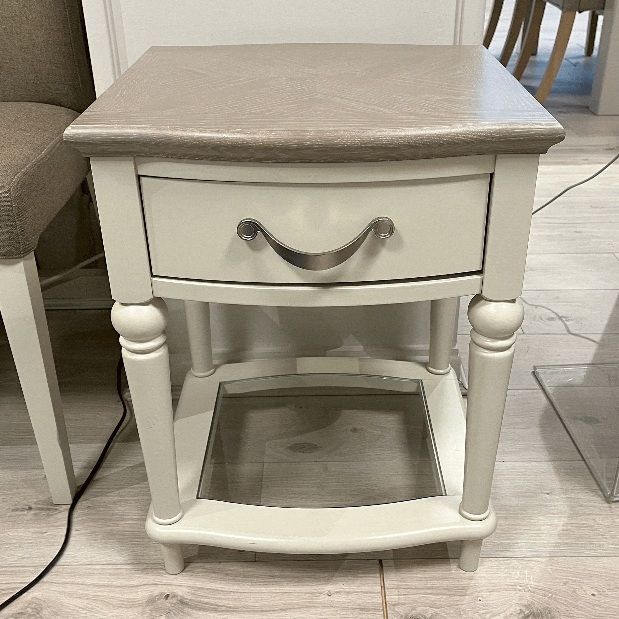 Chateau Grey Washed Oak & Soft Grey Lamp Table