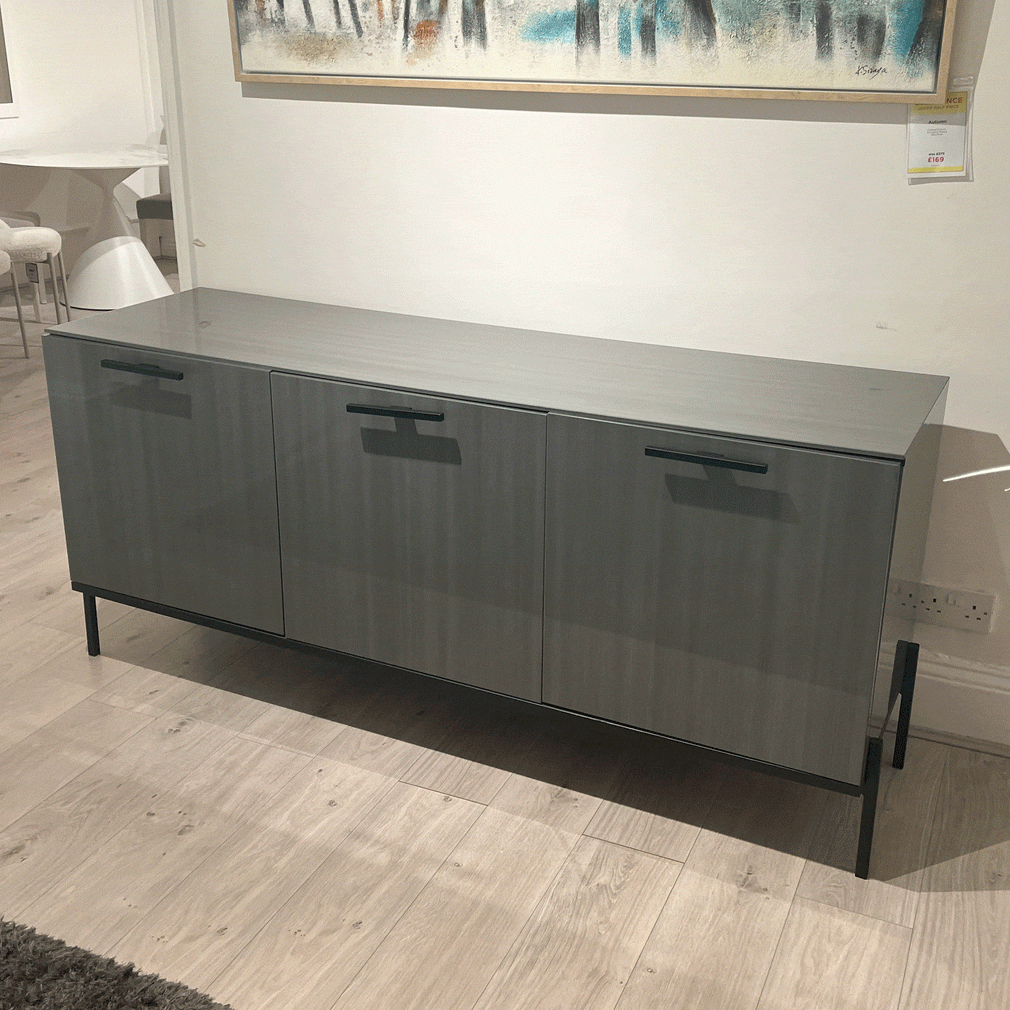 Savona 3 Door Small Buffet In Silverwood High Gloss Finish / use / doors out of line /bowed