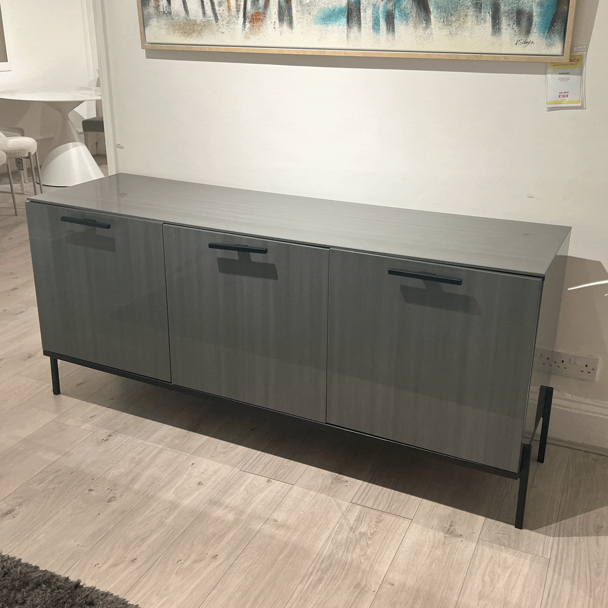 Savona 3 Door Small Buffet In Silverwood High Gloss Finish / use / doors out of line /bowed
